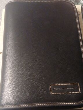 Perry Ellis PortfolioBlack Leather Zippered  with Contrast Stitching